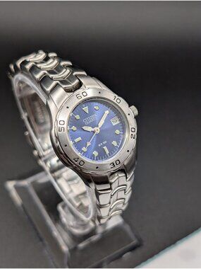 Vintage Citizen Stainless Steel Quartz Ladies Watch, Sunburst Blue Dial